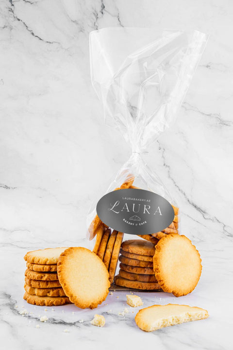 Image of packaged Petit Beurre Biscuits from Laura's Home Bakery, showcasing the biscuits in their protective, charming packaging.